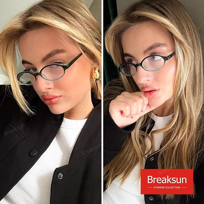 Retro Small Oval Glasses for Women Men 90s Small Face Blue Light Eyeglasses Cosplay Y2K Fake Glasses