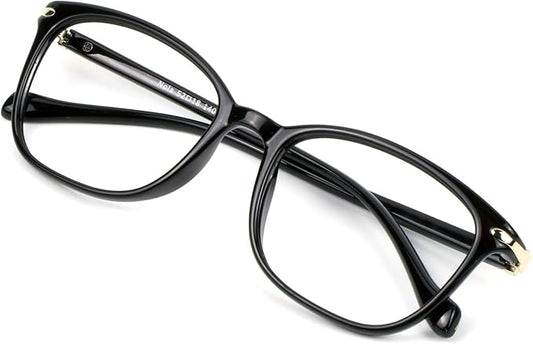 VisionGlobal Blue Light Blocking Glasses for Women/Men, Anti Eyestrain, Computer Reading, TV Glasses, Stylish Square Frame, Anti Glare(Black,No Magnification)