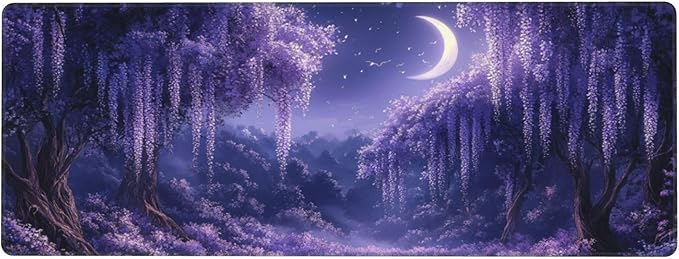 Purple Forest Desk Mat Large Gaming Mouse Pad Fantasy Forest Extended Mousepad Big in Laptop Computer Mouse Keyboard Mat for Office Desk Decor 31.5x12 in