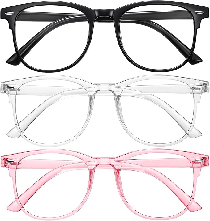 Okany Blue Light Glasses for Kids 3 Pack Anti Glare & Eye Strain Glasses Computer TV Phone Tablets UV Protection Glasses
