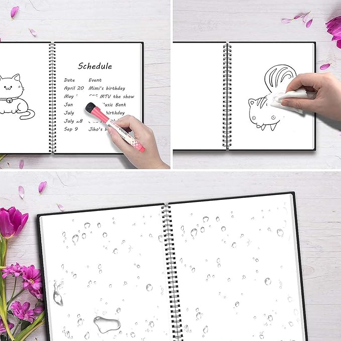 NEWYES Whiteboard Notebook Erasable Meeting Notebook Dry Erase White Board for Meeting, Business, Office, Home (A6)