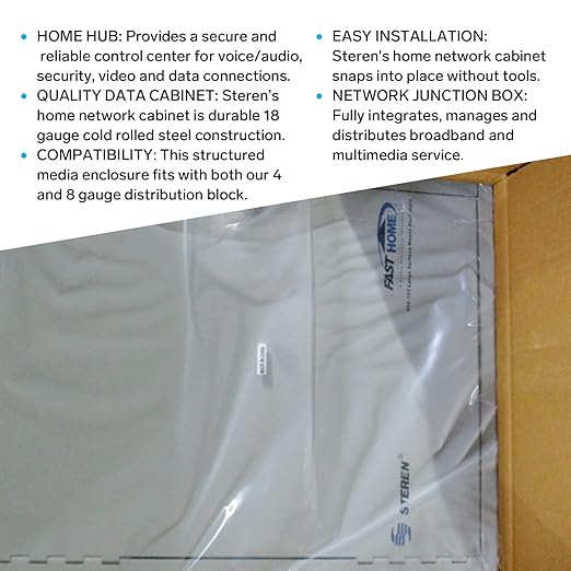 Structured Media Enclosure Accessories - Structured Wiring Cabinet - Structured Wiring Enclosure - Structured Media Cabinet - Structured Media Center - Fasthome Flush Mount Enclosure - STEREN 44"