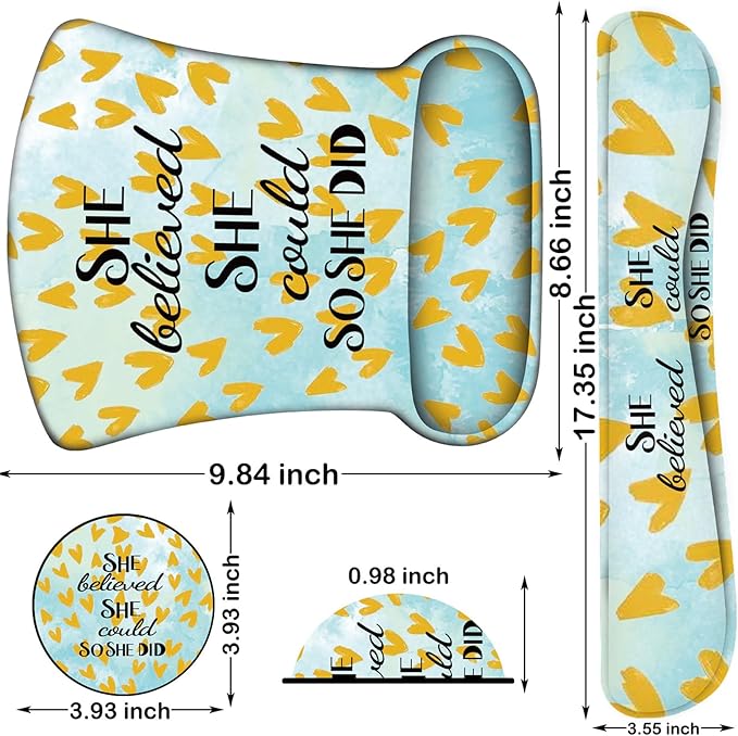 Ergonomic Mouse Pad, Mouse Wrist Rest Pad + Keyboard Wrist Rest Pad + Coaster, Made of Memory Foam, Easy to Use and Relieve Wrist Pain, Office, Home - She Believed She Could So She Did