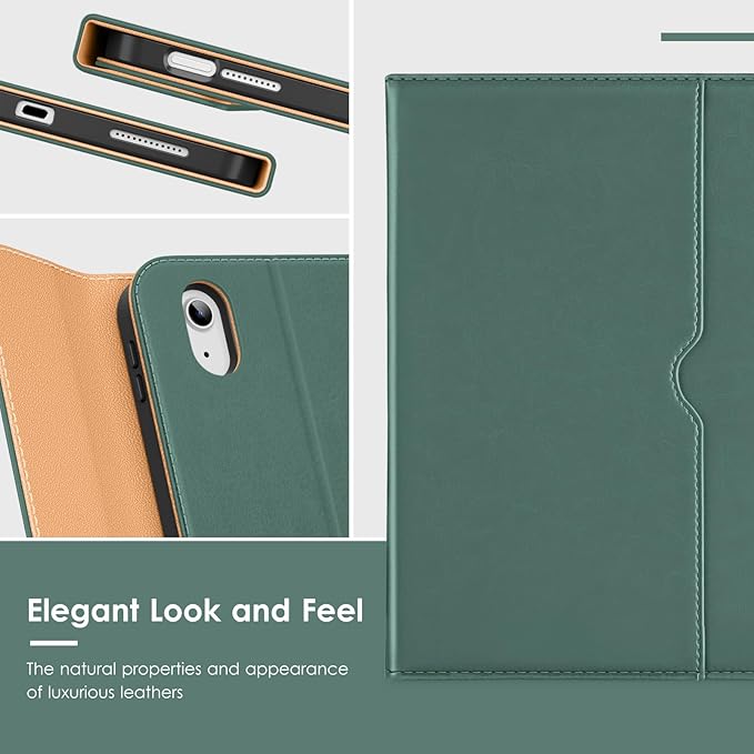 VIKESI Keyboard Case for iPad (A16,2025) 11th Generation/iPad 10th Generation Case (10.9" 2022),Premium Leather Smart Cover,Built-in Breathing Light,Function Row,Pencil Holder,Card Slots - Green