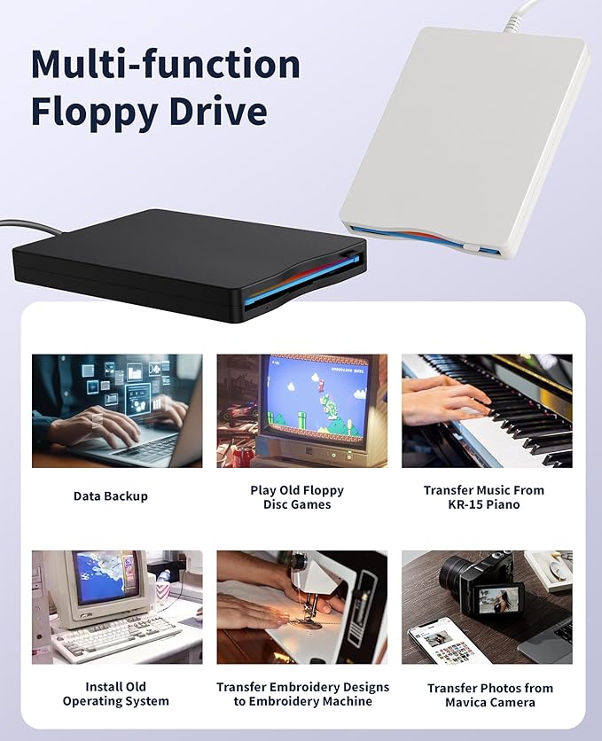 Floppy Disk Reader, 3.5 inch External Floppy Disk Drive with USB Type-C, Portable FDD Floppy Disk Drive for Laptop PC Windows 11/10/8/7/2000/XP