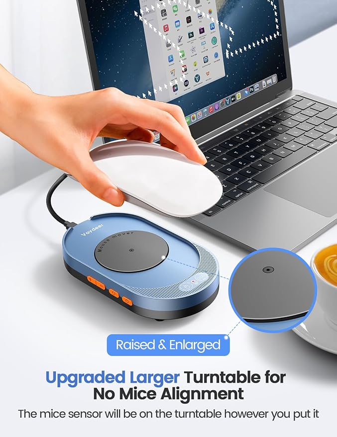 Vaydeer M4 Utra Mouse Mover with APP, Undetectable Mouse Jiggler Device with Remote Control and Timer Function, Driver-Free Shaker Wiggler Mouse Movement Simulation for Computer Awakening-Blue