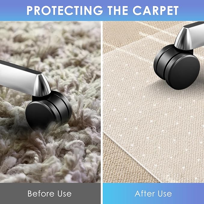 Vicwe Large Office Chair Mat for Carpeted Floors，72"X46" Rectangle Desk Chair Mats with Studs for Low and No Pile Carpeted Floors, Easy Glide Computer Desk Chair Mat for Home & Offices