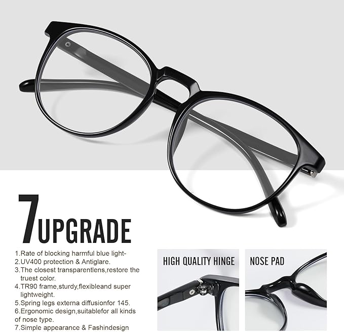 Blue Light Glasses For Woman/Men Blue Light Blocking Glasses, Retro Round Anti Eyestrain Computer Glasses