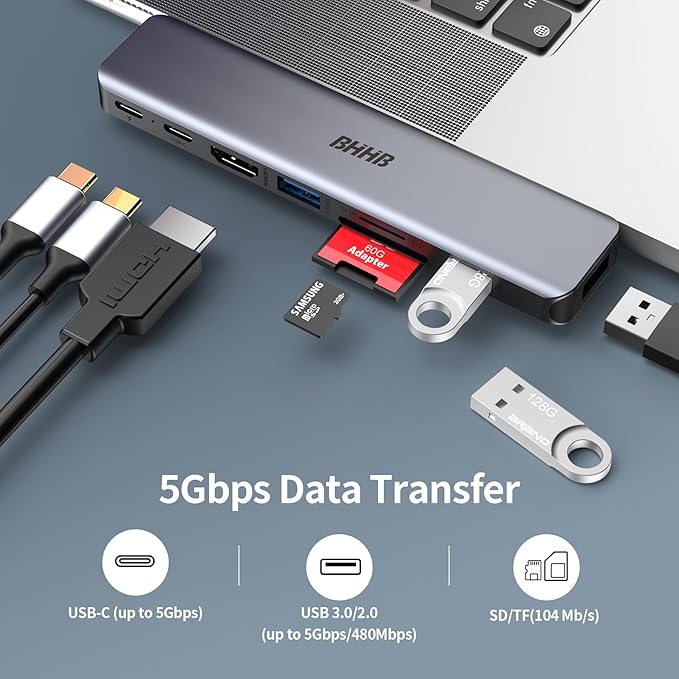 M81 USB C Hub Adapter for MacBook Pro Air Docking Station 8-in-2 for Mac Book Accessories Dongle 4K@30Hz HDMI, Thunderbolt 4/3, USB 3.0, SD/TF, USBC Dock Multiport Adapter for Mac M5 M4 M3 M2 M1