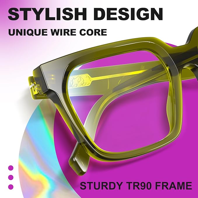 VISOONE Rectangle TR90 Blue Light Blocking Glasses Computer Eyewear with Preppy Look for Women and Men Cougar
