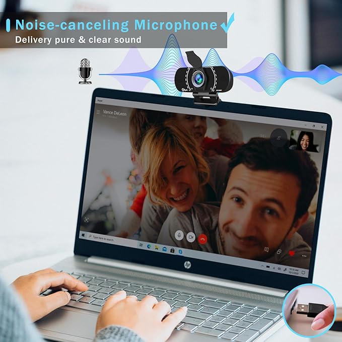 Akyta Webcam for PC, 1080P Webcam with Microphone/Tripod/Privacy Cover/Wide Angle 110°, Plug & Play USB Web Camera for Desktop Computer PC Laptop Mac Video Calling/Streaming/Zoom Conference ﻿