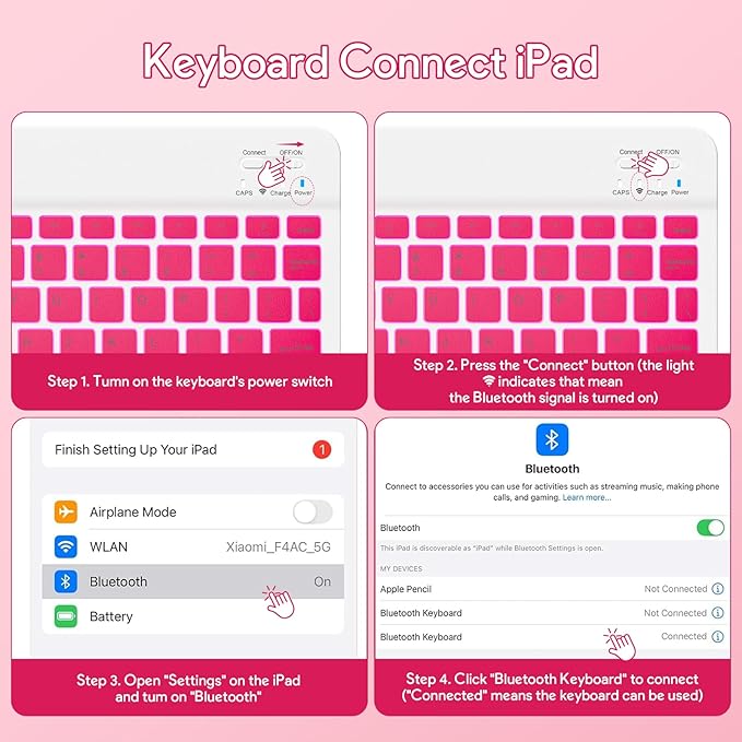 YBING for iPad A16 Case with Keyboard /11th Gen (2025) & iPad 10th Gen 10.9” (2022), 7-Color Backlit Detachable Keypad, 360° Rotating Magnetic Cover with Pencil Holder (Watermelon Red)