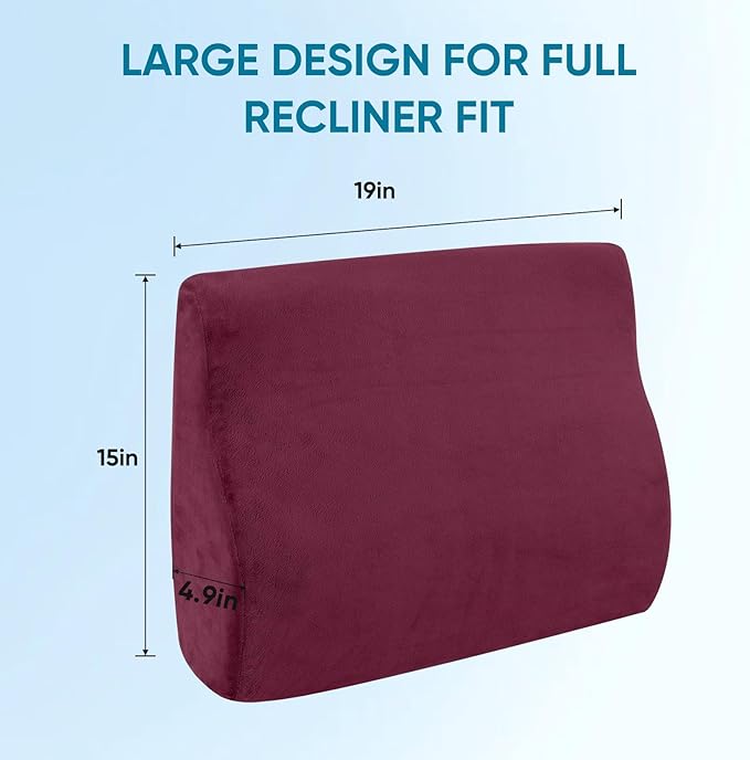 Back Support Pillow for Recliner Chair, Memory Foam Couch Back Cushions Ergonomic Large Lumbar Support Pillow for Lower Back Pain Relief, with Soft Velvet