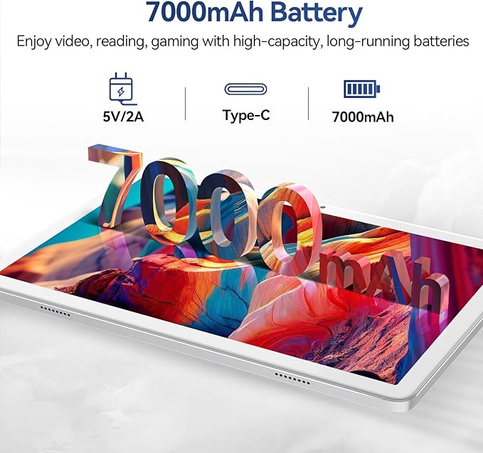 Tablet 10.1 Inch 128 Storage+1TB Expand 2 in 1 Android Tablets, Tablet with Keyboard Case Mouse, 5G Dual WiFi, GPS, Octa Core, HD Touchscreen,13MP Dual Camera, Bluetooth, 7000 mAh Battery -Silver