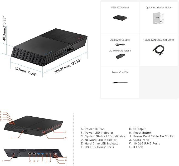 Asustor FLASHSTOR 12 Pro Gen2 FS6812X, 12 Bay All M.2 SSD NAS, AMD Ryzen Quad Core 2.3GHz, 16GB RAM ECC DDR5, Dual 10GbE, Network Attached Storage for Video & Content Creators(Diskless)