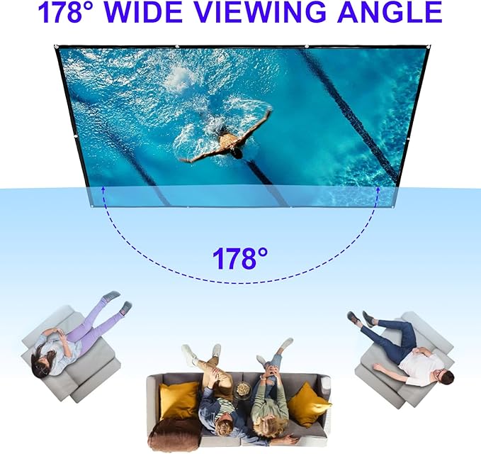 LIHONG 4K Projector Screen, 16:9 HD Foldable Portable Double Sided Anti-Crease Projection Screens for Indoor Outdoor Use, Home Theater, Party, Office, Classroom (150" 16:9)