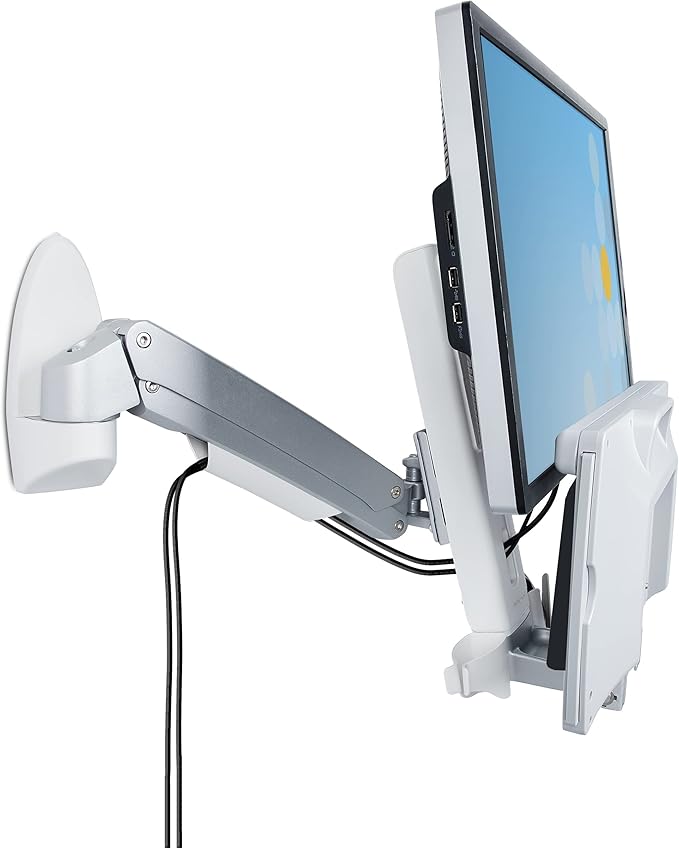 StarTech.com Wall Mount Workstation, Full Motion Sit Stand Desk w/Height Adjustable VESA Monitor Arm & Keyboard Tray, Ergonomic Wall Mounted Computer Workstation, Single Display, TAA