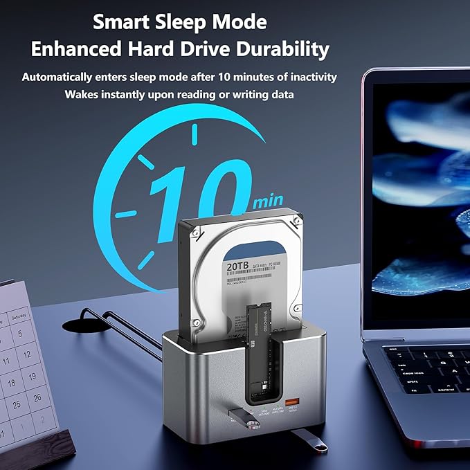 MiliPow SATA & M.2 NVMe Hard Drive Docking Station for 2.5 & 3.5 inch SATA HDD/SSD and M.2 NVMe SSD, USB 3.2 10Gbps Transfer Rate, Up to 28TB, 2-Bay