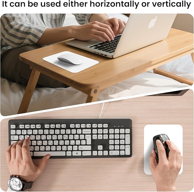 Small Mouse Pad 6 x 8 Inch, Horizontal and Vertical Flexible use. Great for Traveling, Wireless laptops, Keyboard Trays, Offices, etc. (White)