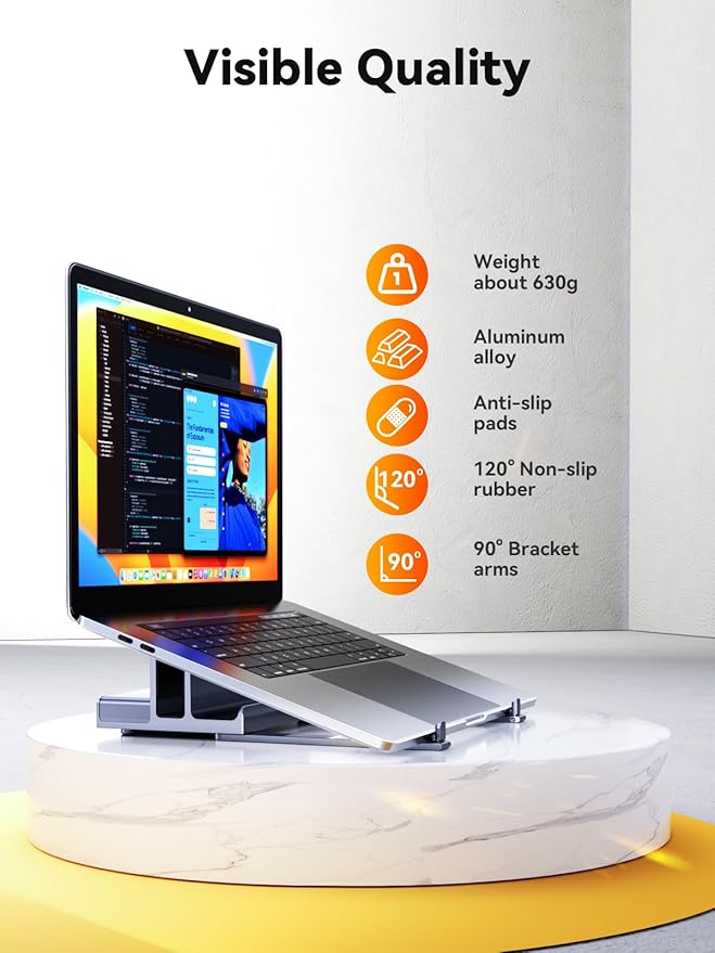 Laptop Docking Station Stand Dual 4K Monitor: QUUGE USB C Docking Station Dual Monitor for Laptop, 2 HDMI (Single 4K@120Hz), 2 USB3.0 Ports, 100W PD, RJ45 Ethernet, Universal Laptop Stand USB C Dock