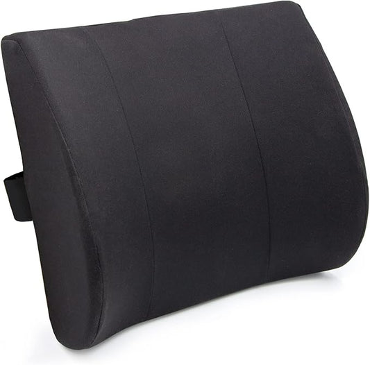 DMI Lumbar Pillow for Chair to Assist with Support with Removable Washable Cover to Ease Lower Back Pain and Discomfort while Improving Posture, 14 x 13 x 5, Contoured Foam, Premium, Black