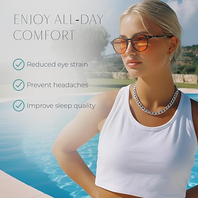 Blue Light Blocking Glasses - Anti Eye Strain Glasses for Gaming, Reading & Computer - Comfort Eyewear for Women & Men