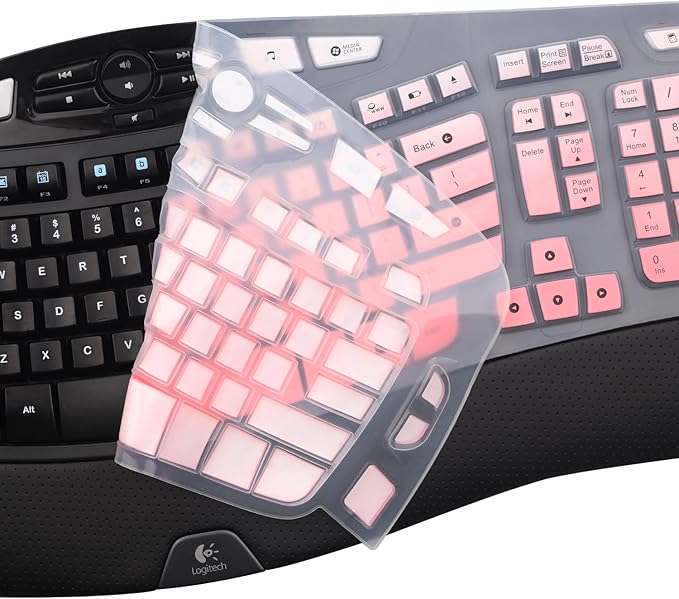 Keyboard Cover for Logitech K350 Wireless Wave & MK570 MK550 Wireless Keyboard, Logitech K350 MK550 MK570 Keyboard Accessories Protective Skin-Rainbow