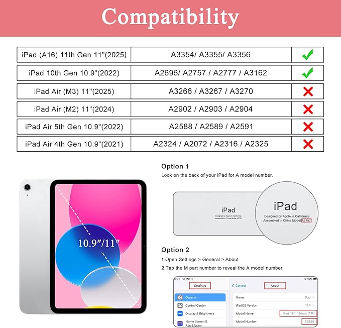 Soke for iPad (A16) 11th/10th Generation Case with Keyboard(2025/2022)-7 Color Backlight Wireless Detachable Folio Keyboard Cover with Built-in Pencil Holder for iPad 11/10.9 inch, Watermelon Marble