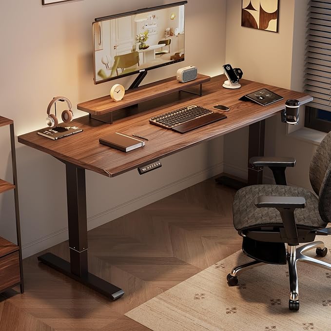 Dual Motor Standing Desk Frame, Electric Adjustable Legs, Workstation Desk Base, Sit stand desk frame, 3 Memory Height Settings, with Cable Management Tray, Headphone Hook