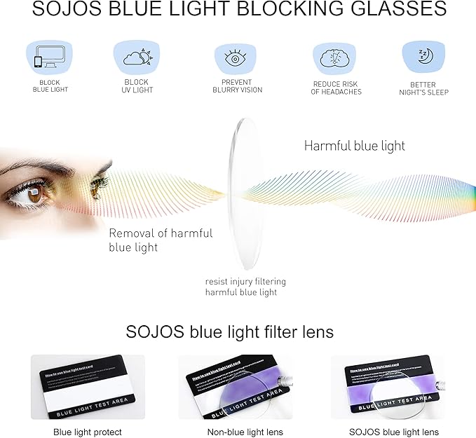 SOJOS Cat Eye Blue Light Blocking Glasses for Woman Hipster Metal Frame Womens Eyeglasses She Young SJ5027