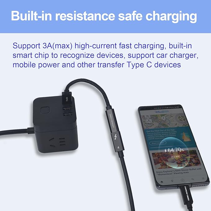 USB to USB C Adapter, Transfer up to 10Gbps,USB to Type C Charger Cable Adapter,Compatible with MacBook/iMac/iPad/iPhone 15 Series, Galaxy Note S24 Series(2pcs Black)