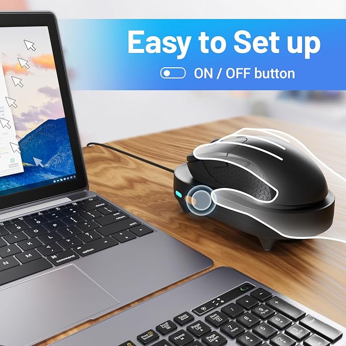 HONKID Undetectable Mouse Mover Jiggler with ON/Off Switch and USB Port Drive-Free,Simulate Physical Automatically Mouse Movement,Prevent Computer Laptop Inactive/Lockdown (Black)