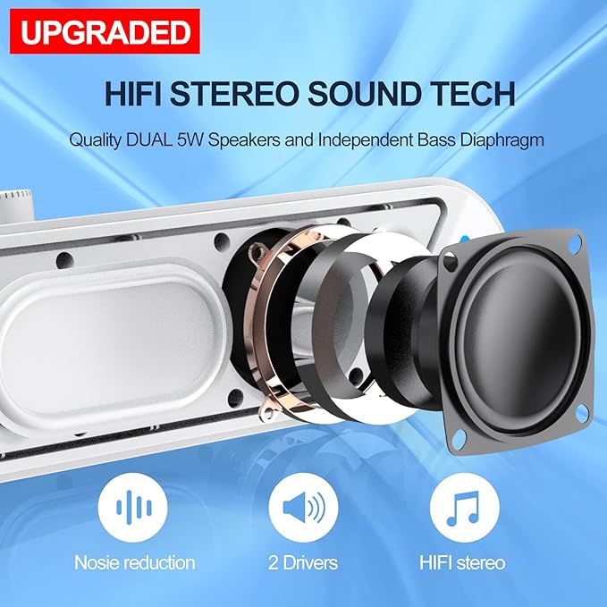 LENRUE Computer Speakers,Wired USB-Powered Sound-bar with 10W Stereo Sound for PC Desktop,Plug-n-Play (A39PRO /White)