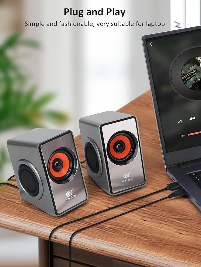 OR O R O W OROW Computer Speakers,12W Mini Desktop Speaker with Volume Control, 3.5mm AUX Speaker, USB Powered Laptop Speakers,Great for PC/Monitor/mac/iMac/Projector(S206)