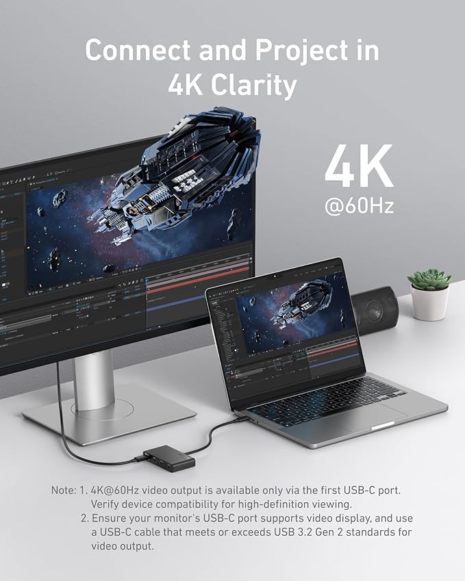 Anker USB-C Hub, USBC to 4-Port USBC Adapter, Multiport USB C Splitter, USB 3.2 Display Hub with 100W Max PD & Max 10Gbps Fast Data Transfer for MacBook Pro, iPad, Surface Pro, Dell and More