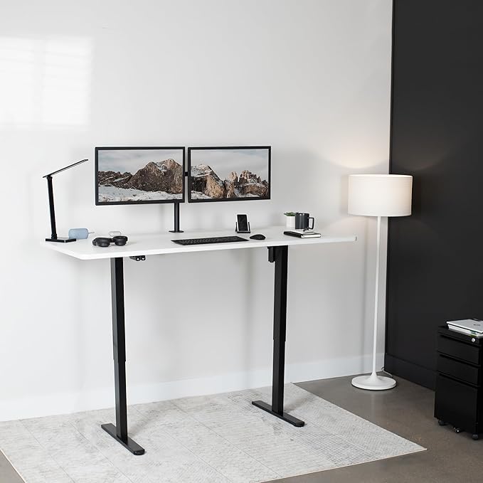 VIVO Electric 71 x 30 inch Stand Up Desk, Height Adjustable, White Top Black Frame, Home and Office Furniture Sets, DESK-KIT-0B7W