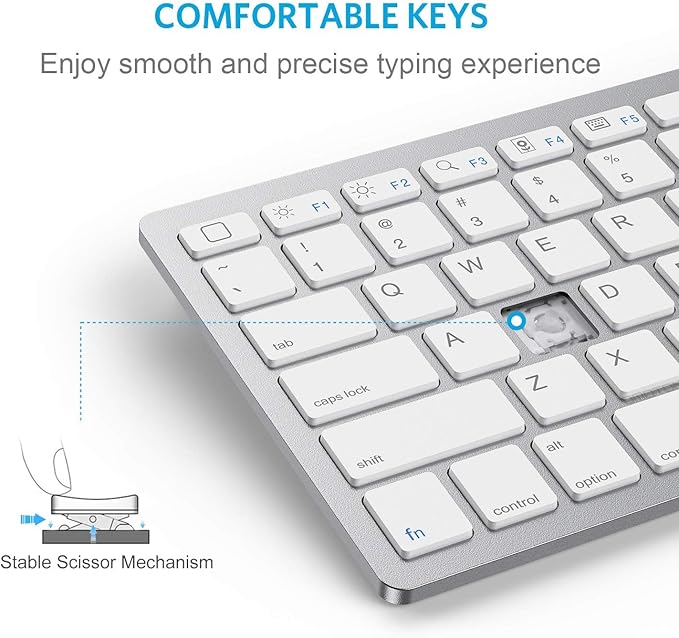 OMOTON Bluetooth Keyboard Compatible with iPad A16 11th 10th Generation, iPad 10.2 (9th/8th/7th), iPad Pro 13/12.9/11 inch, iPad Air/Mini and More iOS Devices, White