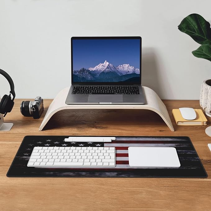 Gaming Mouse Pad American Flag Mouse Mat Non-Slip Rubber Carpet Pad for Computer Keyboard & Gaming Accessories 31.5×11.8 Inches