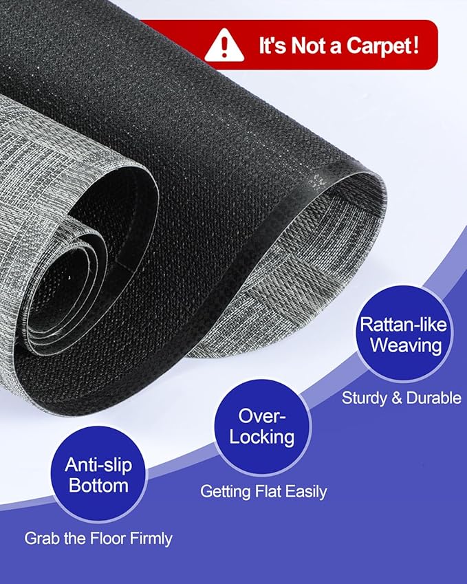 Delamu Office Chair Mat for Hardwood Floor, 30"×48" Non-Slip PVC Woven Desk Chair Mat, Heavy Duty Hard Floor Protector for Rolling Chair, Office Desk Chair Mats, Light Gray