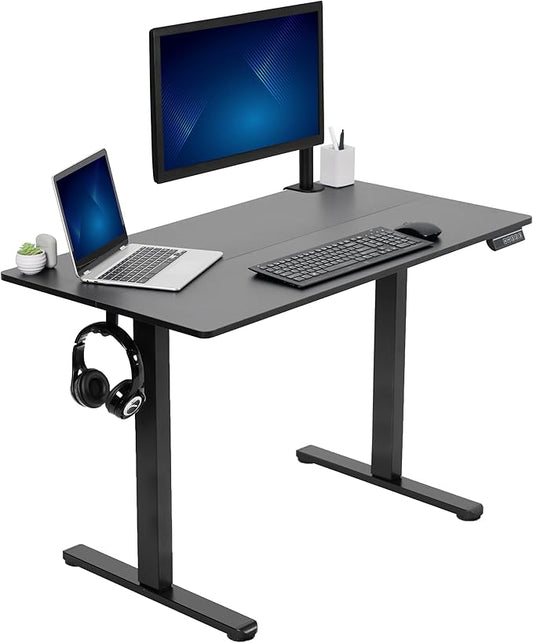 VIVO Electric 44 x 24 in Standing Desk, Memory Height Adjustment, Black Top Black Frame, DESK-E144B