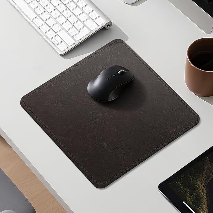 Imitation Crazy Horse Leather Desk Mat - Waterproof Desk Pad - Ideal for Large Mouse Pad and Desk Mats on Top of Desks (deep Coffe+Black, 11"*8")