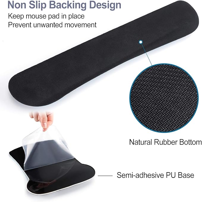 ToLuLu Keyboard Mouse Pad Wrist Rest, Gel Ergonomic Mouse Pads for Computer Laptop Office Home, Comfortable Mousepad Keyboard Wrist Support Memory Foam for Easy Typing Pain Relief, Cute Cat
