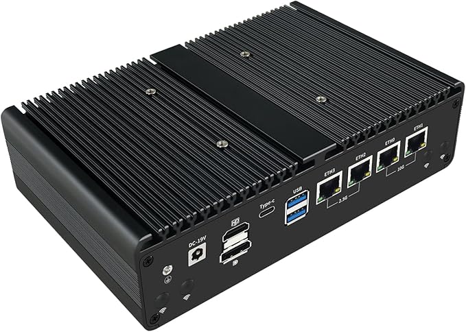 NAS AMD R5-7640HS Firewall Software Router,4*LAN(2 * 2.5G+2 * 10G Network Ports),2*SO-DIMM DDR5 5600MHz,4*M.2 NVME(Support PCIE),HDMI+DP+2*Type-C