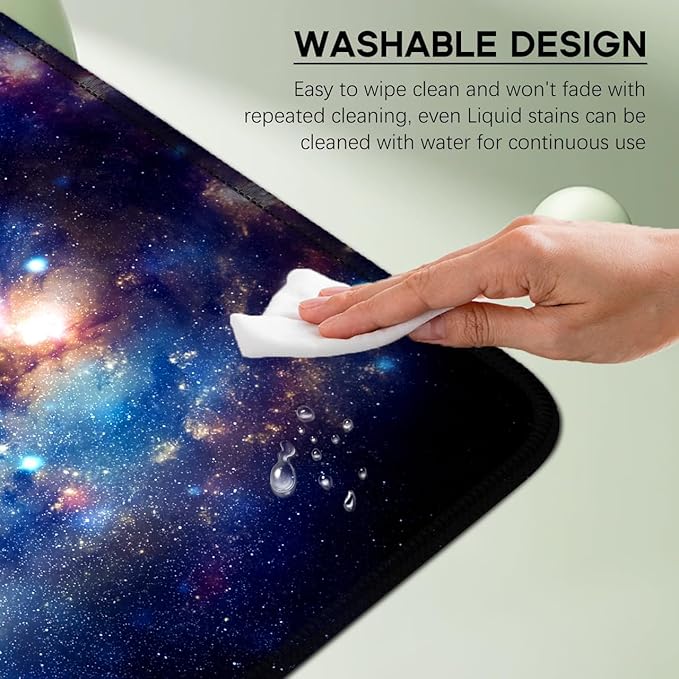 Astronauts in Space Mouse Pad, Oversized 31.5x11.8in Non-Slip Desk Mat, Micro-Woven Fabric with Stitched Edges for Gaming, Work, and Home Office