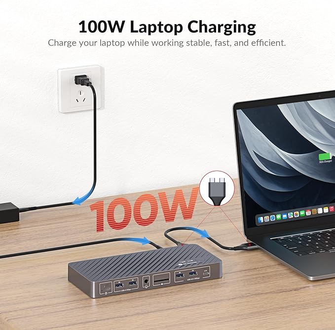 AV Access KVM Switch Docking Station for MacBook, USB-C KVM Switch 2 Monitors 2 Computers, 4K Dual HDMI Displays, 1 Laptop&1 Desktop Switching, Plug&Play, Ethernet, 100W Power Delivery, EDID Emulation