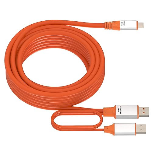 OkyLink 32ft (10M) USB 3.2 Gen 2 Type A to Type C Male to Male Cable - 10Gbps Long Range with External Power, Orange