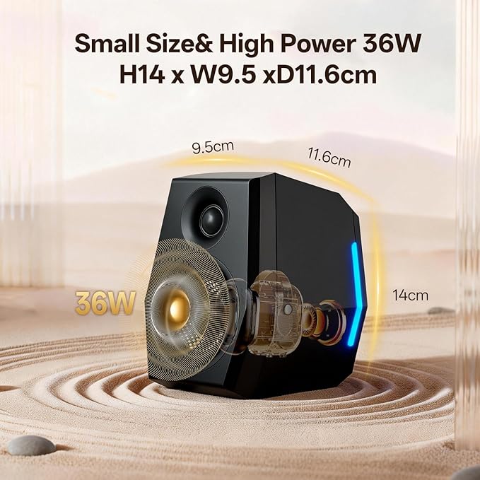 Sanyun SW209 36W Immersive Gaming Speakers with DSP 3 Sound Modes, 24bit USB DAC & Bluetooth 5.2, 2.0 RGB PC Multimedia Speakers for Desktop Monitor Laptop (Game/Movie/Music, Black)