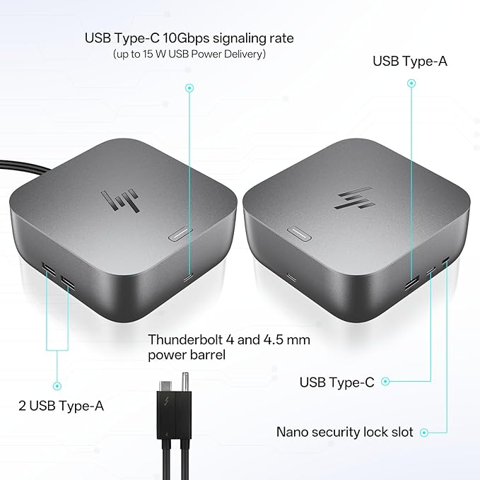 HP Docking Station for Laptop Dual Monitor and Charging Bundle - HP Thunderbolt 4 Ultra 280W G6 Dock with 280W AC Adapter, HDMI & DP Cable & USB-C Cable