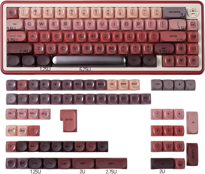 Sumgsn 132 Keys PBT Jelly Keycaps MOA Profile Red Keycaps Comaptible with Wooting Keyboard 61/64/87/104/108 Cherry Mx Switches Mechanical Keyboards