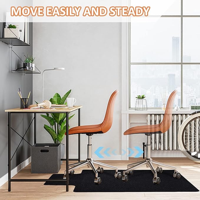 HomeMall Hardwood and Tile Floor Office Chair Mat, 48" x 36" Computer Gaming Rolling Chair Mat, Non-Slip Low-Pile Floor Protector, Under Desk Mat for Rolling Chair, Black Lip